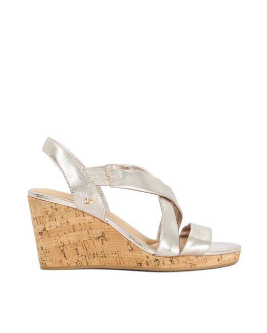 Dune Metallic Wf Kamies Wide Fit Cork Wedge Heel Shoes