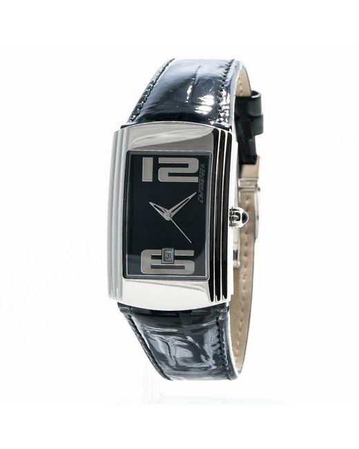 Chronotech Multicolor Black Leather Watch