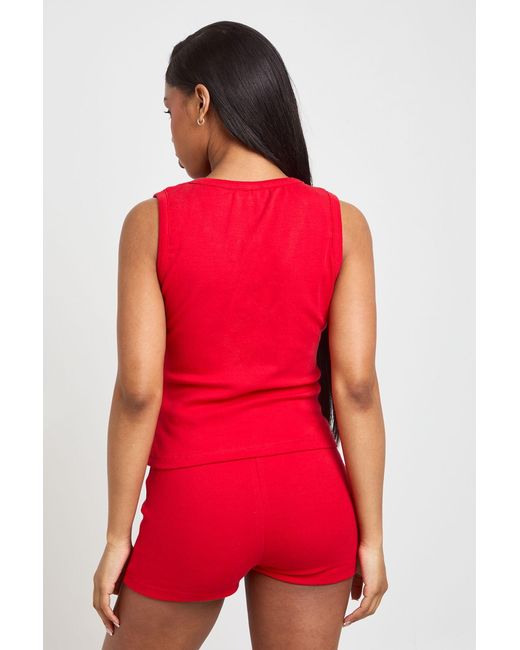 Boohoo Red V Neck Vest Top