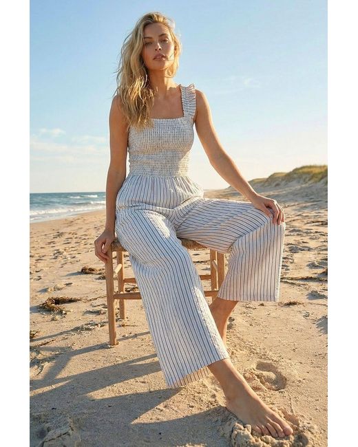 D.u.s.k Blue Stripe Frill Jumpsuit