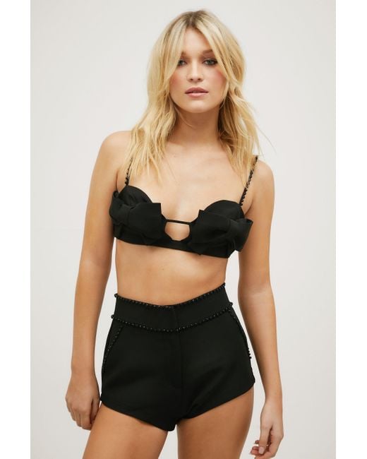 Nasty Gal Black Premium Tailored Bead Embellished Booty Shorts