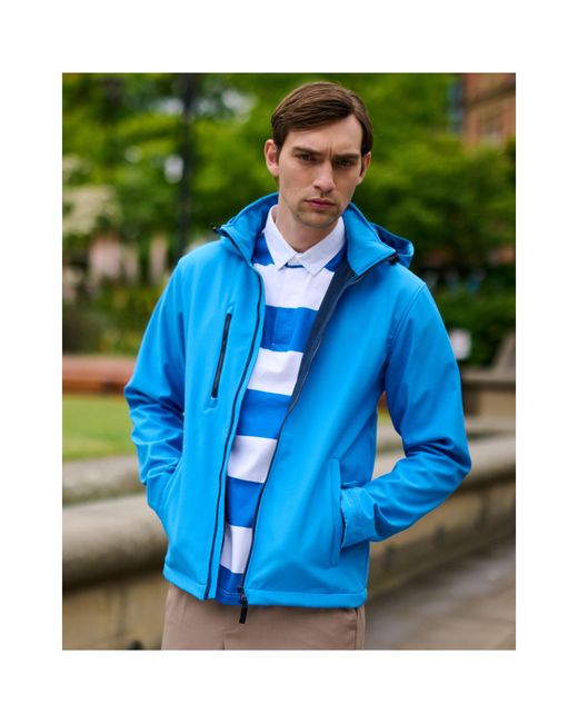 Regatta Blue Professional Venturer Softshell 3 Layer Hooded Jacket for men