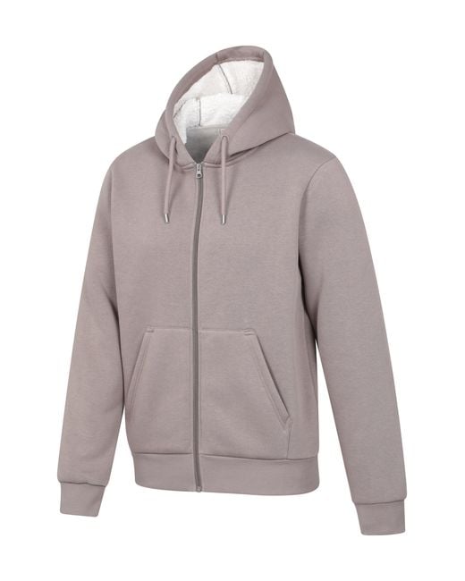 Mountain Warehouse Brown 'Dalton' Hoodie With Zip Closure Borg Lined Casual Cosy Jumper for men