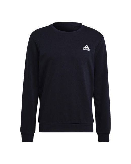 Adidas Blue Essentials Embroidered Small Logo Sweatshirt for men