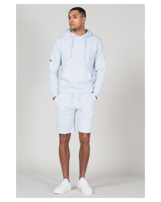 Tokyo Laundry White Pale Cotton Blend Hoody And Fleece Shorts Loungewear Set for men