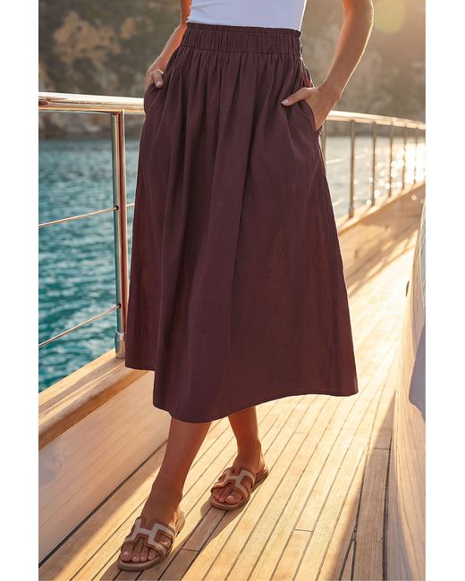 D.u.s.k Purple Cotton Poplin Midi Skirt