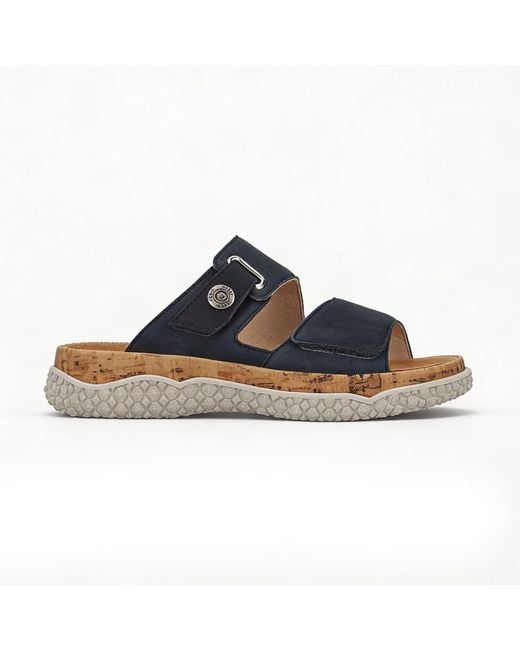 Rieker Blue V0300 Cross Strap Sandals Leather