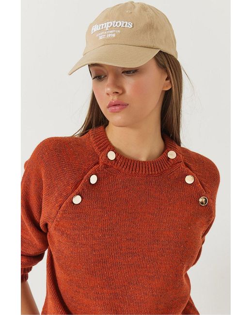 Bianco Lucci Textured Knitwear Crew Neck Sweater With Buttons