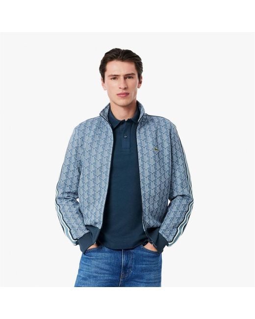 Lacoste Blue Zip Up Jacquard Track Jacket for men