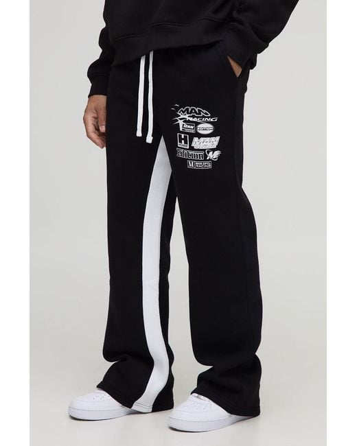 BoohooMAN Black Relaxed Moto Flare Jogger for men