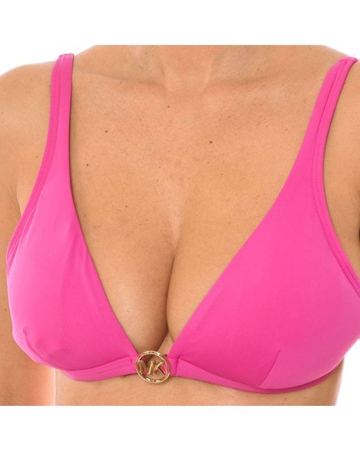 Michael Kors Pink Essentials Solid Triangle Bikini Top