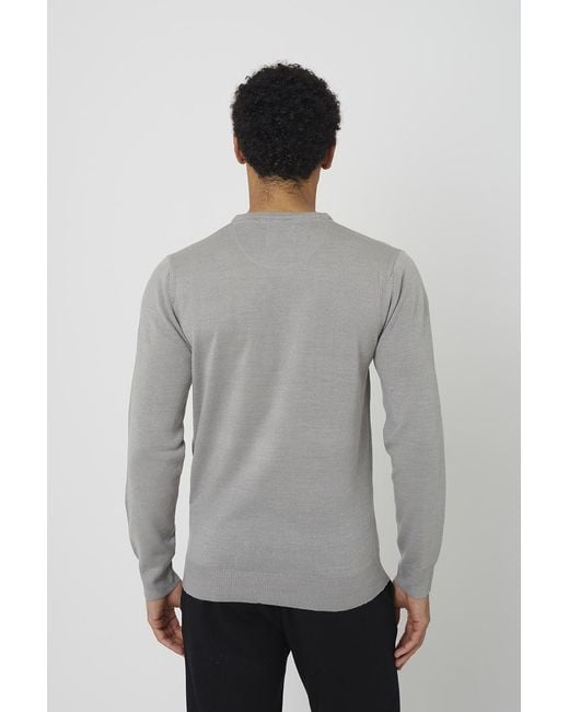 Brave Soul Gray V-Neck Knitted Jumper for men