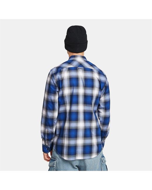 G-Star Blue G Logo Badge Collared Neck Long Sleeve Shirt for men