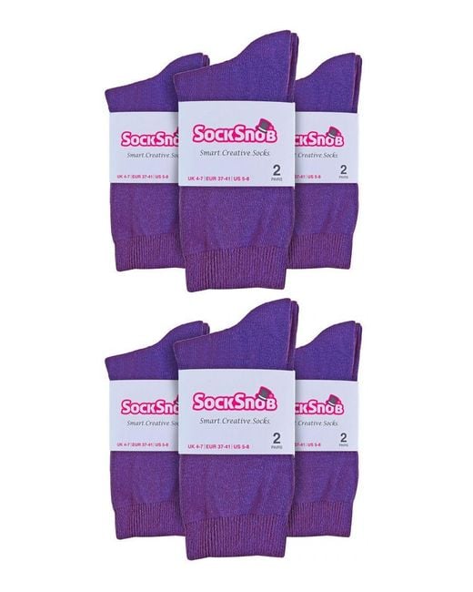 Sock Snob Purple Plain Cotton Rich Socks