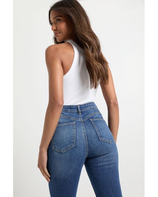Boohoo Blue High Waist Booty Lifting Skinny Jean