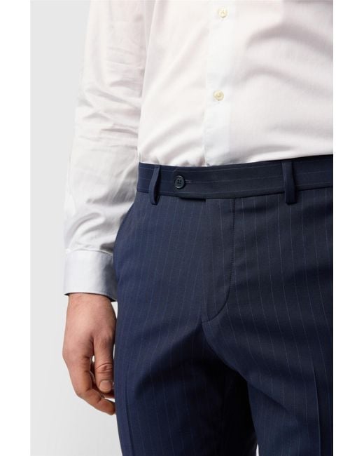Ted Baker Blue Flat Fronted Slim Fit Suit Trousers for men