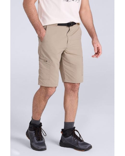 Mountain Warehouse Natural 'Saunter' Belted Cargo Shorts Quick Drying Uv50 Multi Pocket Short Pants Fabric for men