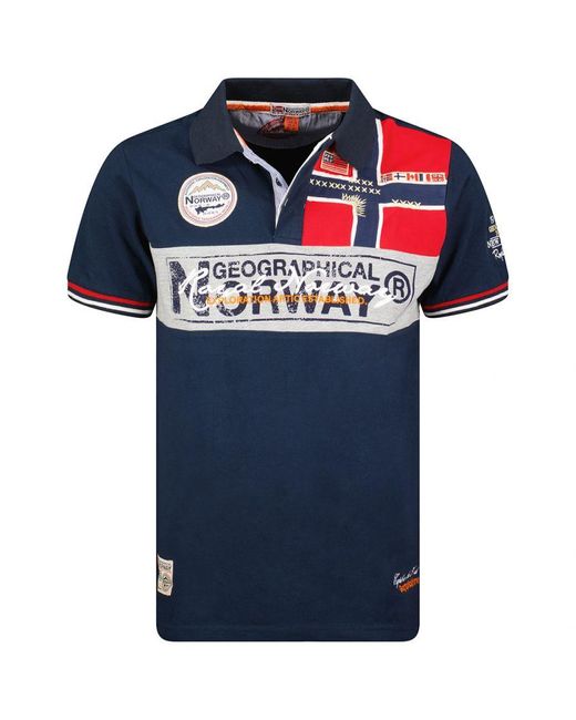 GEOGRAPHICAL NORWAY Blue Short-Sleeved Polo Shirt Sx1132Hgn for men