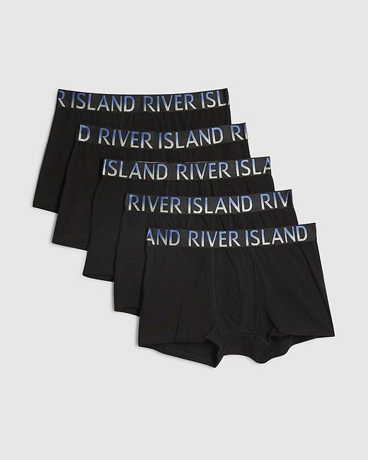 River Island Black Trunks Ombre Ri Waist 5 Pack Underwear Cotton for men