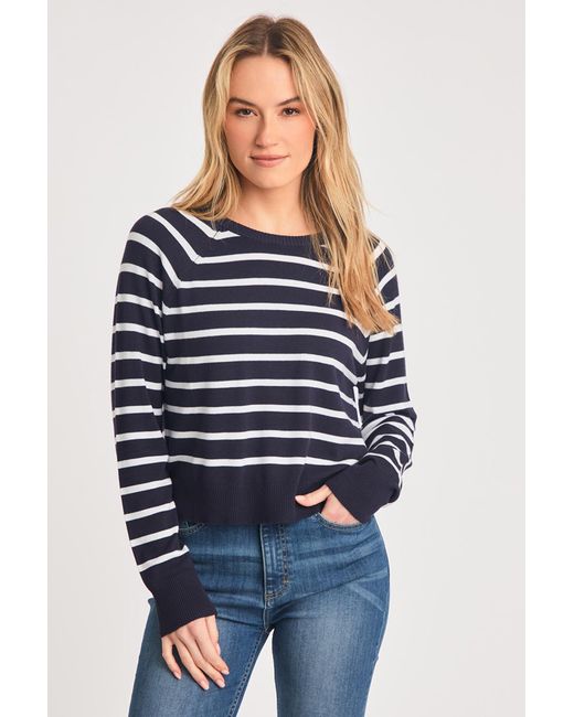 French Connection Blue Crew Neck Long Sleeve Striped Knit Jumper