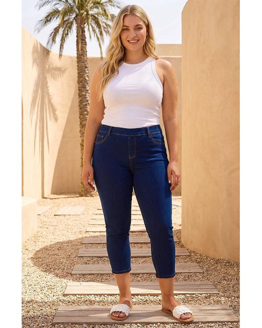 Roman Curve Orange Elastic Waist Cropped Denim Jeggings