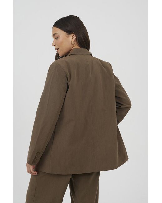 Brave Soul Brown Structured Blazer Cotton