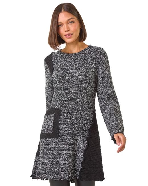 Roman Gray Textured Pocket Detail Longline Jumper