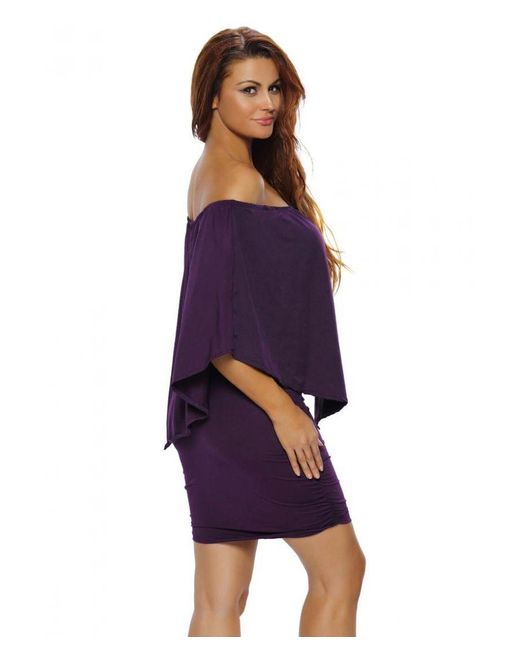 Azura Exchange Layered Mini Poncho Dress in Blue Lyst UK