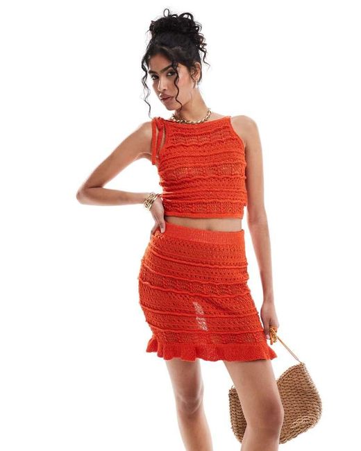 ASOS Red Knitted Cami Top With Tie Detail