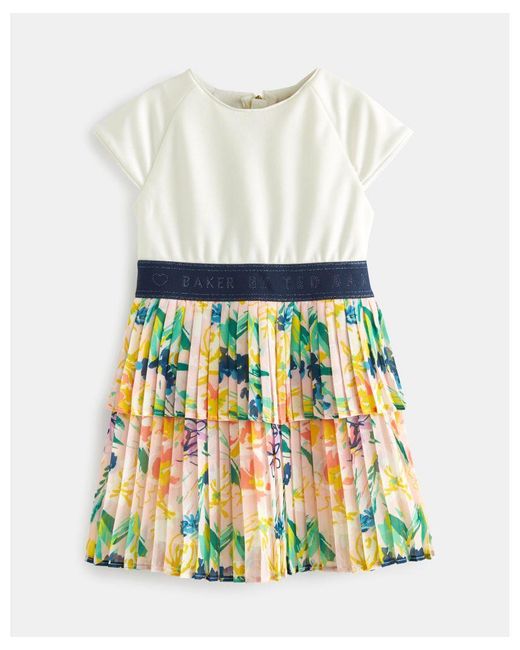 Ted Baker White Fayees Printed Dress With Tiered Skirt