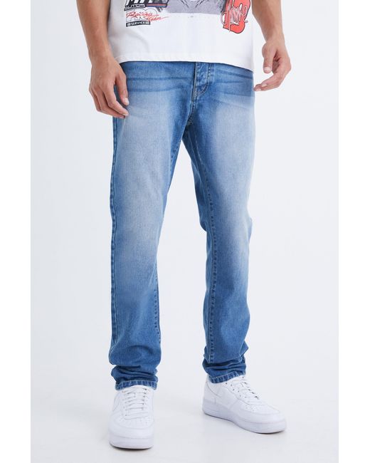 BoohooMAN Blue Tall Slim Rigid Jeans for men