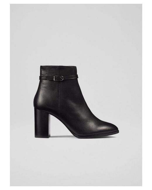 L.K.Bennett Black Bryony Leather Belted Ankle Boots