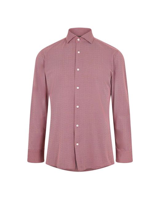 Boss Purple Spread Collar Slim Fit Long Sleeve Oxford Shirt for men