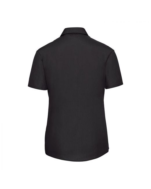 Russell Black Collection /Ladies Poplin Easy-Care Short-Sleeved Shirt