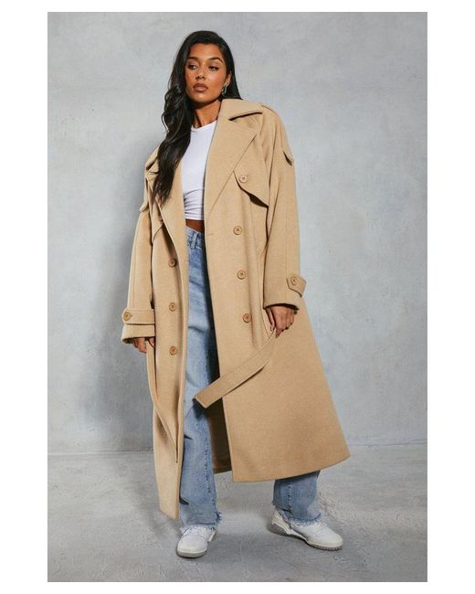 MissPap Natural Premium Oversized Wool Look Trench Coat