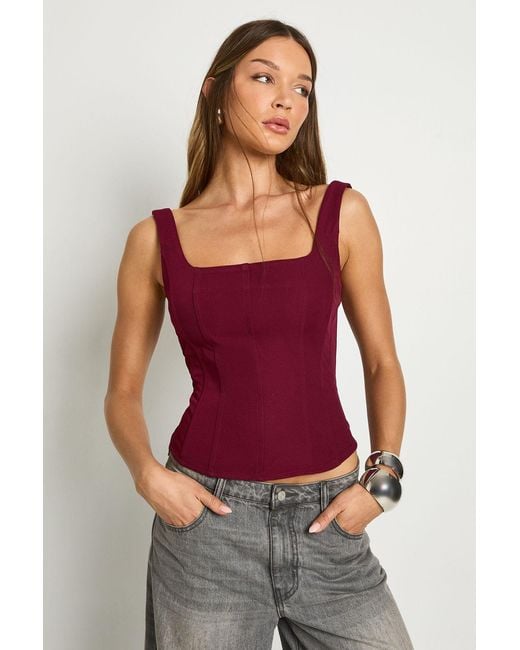 Boohoo Structured Crepe Corset Top