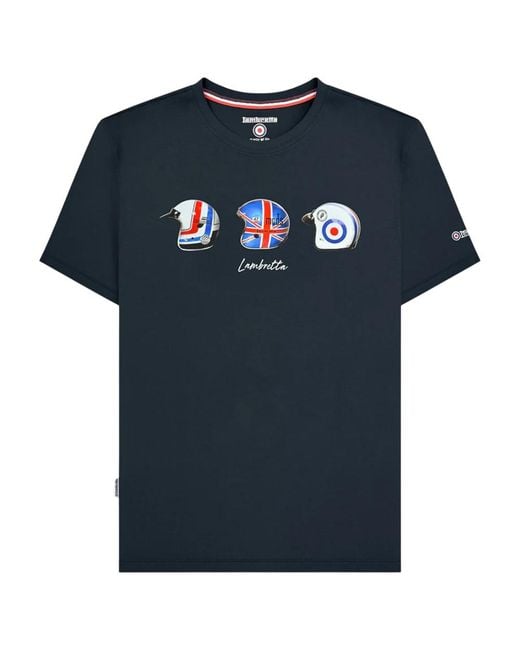 Lambretta Blue Ss25 Helmet T-Shirt Cotton for men