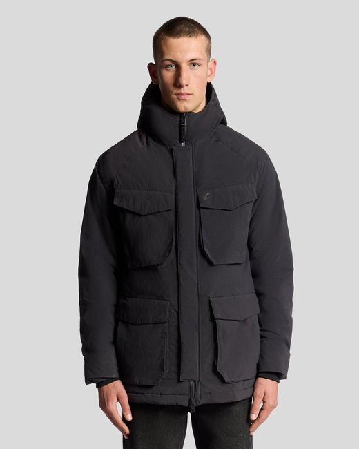 Lyle & Scott Black Lyle & Scott Tactical Wadded Parka for men