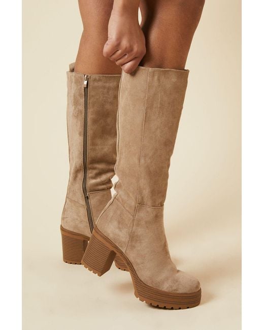 Faith Natural Kali Faux Suede Platform Knee Boot