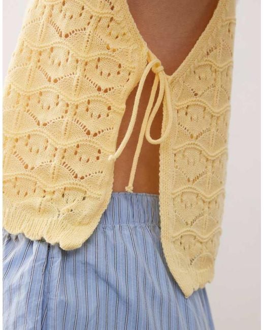 Reclaimed Vintage Blue Crochet Tabard Tank