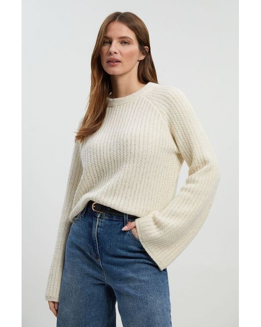 Karen Millen Blue Sequin Knit Tie Bow Jumper