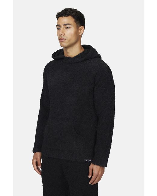 Good For Nothing Blue Relaxed Boucle Knitted Pullover Hoodie for men