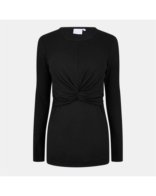 Mama.licious Black Slim Fit Long Sleeve Crew Neck Blouse