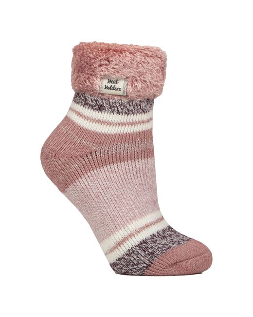Heat Holders Pink Ladies Stripe Lounge Socks With Lure