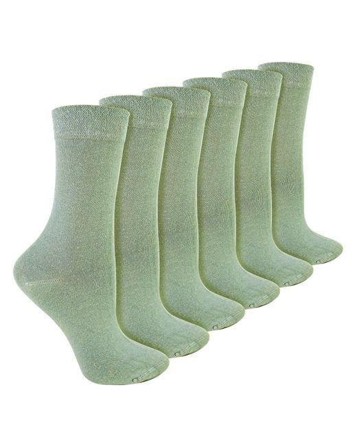 Sock Snob Green Ladies 6 Pack Bamboo & Merino Wool Blend Socks