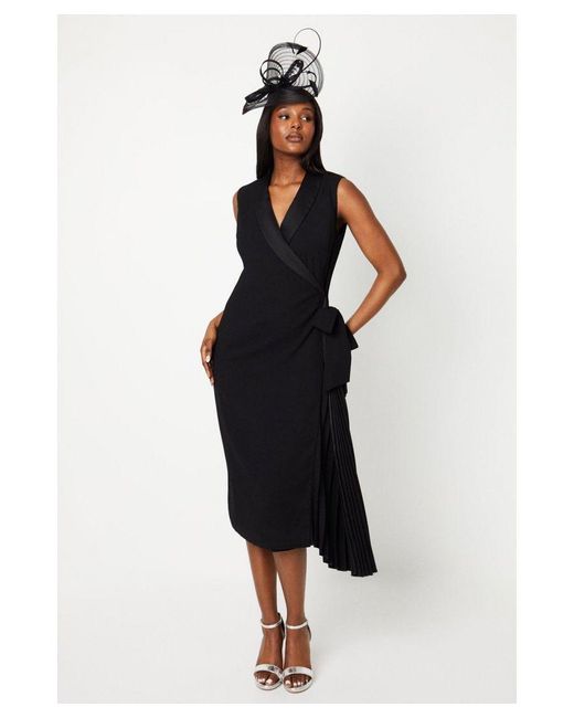 Coast Blue Crepe Wrap Dress With Pleat Tie Detail