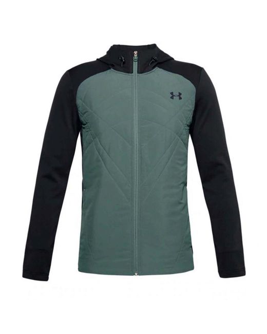 Under Armour Green Sprint Hybrid Jacket Zip Up Hooded Track Top 1355118 424 for men