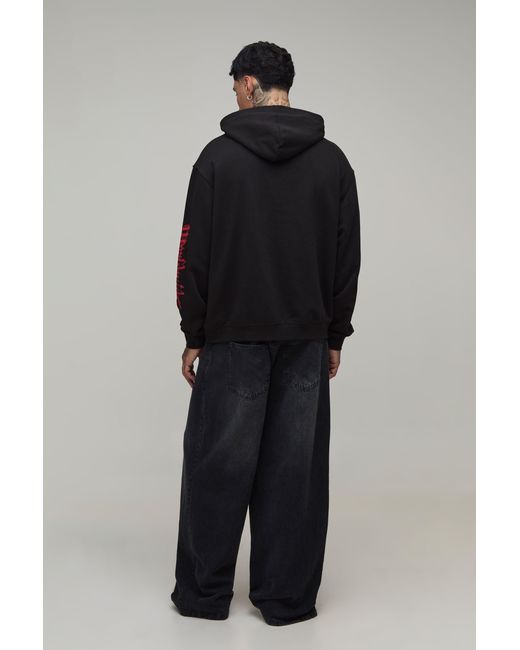 BoohooMAN Gray Tall Oversized Gothic Print Hoodie for men