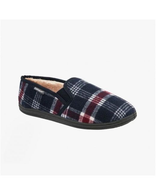 Dunlop Blue Martyn Lined Textile Full Slippers Check for men
