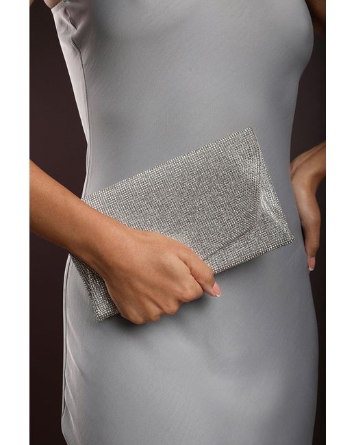 Where's That From Gray 'Latte' Shimmering Textured Envelope Crossbody Bag With Chain